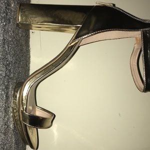 Stacking Up Chunky Faux Patent Heels (GOLD)